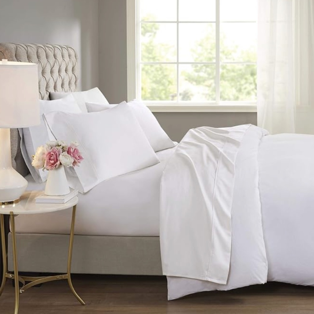 California King 600 Thread Count Cooling Cotton Blend 4pc Sheet Set White